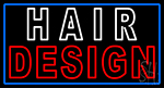 Hair Design With Blue Border Neon Sign