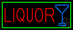 Liquor And Martini Glass With Green Border Neon Sign