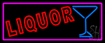 Liquor With Martini Glass With Pink Border Neon Sign
