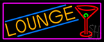 Lounge And Martini Glass With Pink Border Neon Sign