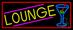 Lounge And Martini Glass With Red Border Neon Sign
