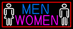 Men And Women Restroom With Red Border Neon Sign