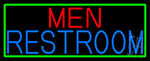 Men Restroom With Green Border Neon Sign