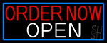 Order Now Open With Blue Border Neon Sign