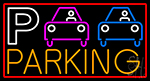 P And Car Parking With Red Border Neon Sign