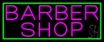Pink Barber Shop With Green Border Neon Sign