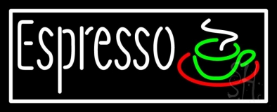 White Espresso Coffee Glass Neon Sign