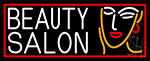 Red Beauty Salon With Girl Neon Sign