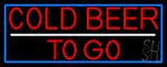 Red Cold Beer To Go With Blue Border Neon Sign