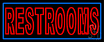 Red Restrooms With Blue Border Neon Sign