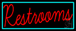 Restrooms With Turquoise Border Neon Sign