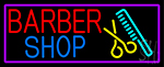 Round Barber Shop Logo Neon Sign