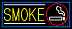 Round Cigar And Smoke With Blue Border Neon Sign