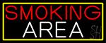 Smoking Area With Yellow Border Neon Sign