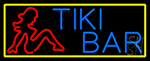 Tiki Bar Girl With Yellow Border Neon Sign