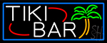 Tiki Bar Palm Tree With Blue Border Neon Sign