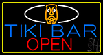 Tiki Bar Sculpture Open With Yellow Border Neon Sign