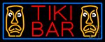 Tiki Bar Sculpture With Blue Border Neon Sign