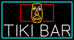 Tiki Bar Sculpture With Turquoise Border Neon Sign