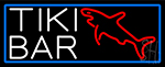 Tiki Bar With Shark With Blue Border Neon Sign