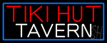 Tiki Hut Tavern With Blue Border Neon Sign