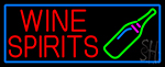Wine Spirits With Blue Border Neon Sign