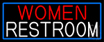 Women Restroom With Blue Border Neon Sign
