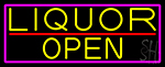 Yellow Liquor Open With Pink Border Neon Sign