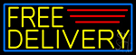Yellow Free Delivery With Blue Border Neon Sign