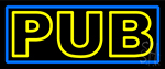 Yellow Pub With Blue Border Neon Sign