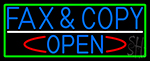 Blue Fax And Copy Open With Green Border Neon Sign