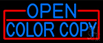 Blue Open Color Copy With Red Border Neon Sign