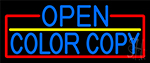 Blue Open Color Copy With Red Border Neon Sign