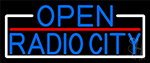 Blue Open Radio City With White Border Neon Sign