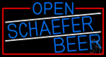 Blue Open Schaefer Beer With Red Border Neon Sign