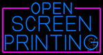 Blue Open Screen Printing With Pink Border Neon Sign