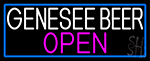 Genesee Beer Open With Blue Border Neon Sign