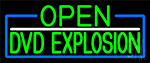 Green Open Dvd Explosion With Blue Border Neon Sign