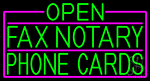 Green Open Fax Notary Phone Cards With Pink Border Neon Sign