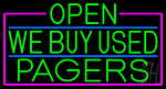 Green Open We Buy Used Pagers With Pink Border Neon Sign