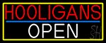 Hooligans Open With Yellow Border Neon Sign