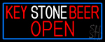 Key Stone Beer Open With Blue Border Neon Sign