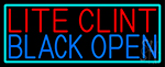 Lite Clint Black Open With Turquoise Border Neon Sign