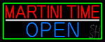 Martini Time Open With Green Border Neon Sign