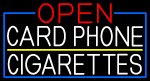 Open Card Phone Cigarettes With Blue Border Neon Sign