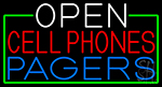 Open Cell Phones Pagers With Green Border Neon Sign