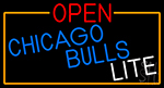Open Chicago Bulls Lite With Orange Border Neon Sign
