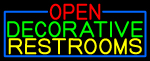 Open Decorative Restrooms With Blue Border Neon Sign