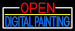 Open Digital Painting With White Border Neon Sign