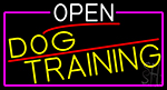 Open Dog Training With Pink Border Neon Sign